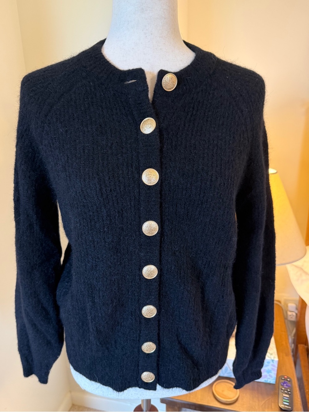 NWT SÉZANE SZ XXS Othello Black Cardigan with Gold Buttons - COZY 🇫🇷! - Picture 4 of 10